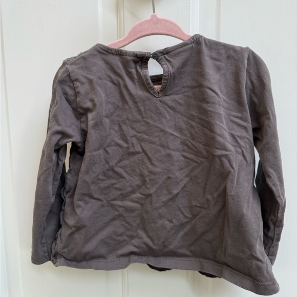 Zara 2/3 Years Gray Lace Pattern Girls Long Sleeve Blouse Top - Picture 2 of 4